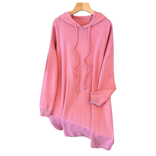 Loose Hooded A-Line Sweater Dress