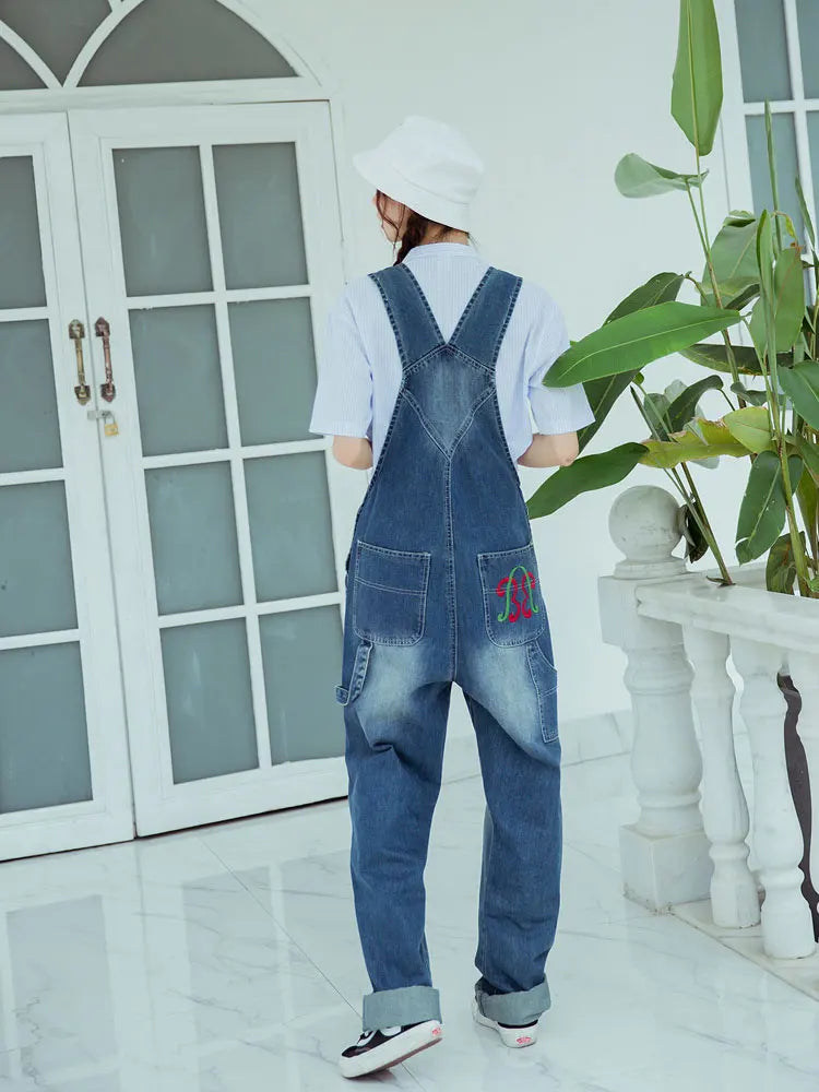 Casual Denim Bib Pants Spaghetti Strap Trousers