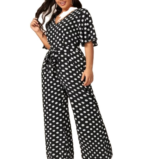 Elegant White Dot Jumpsuit