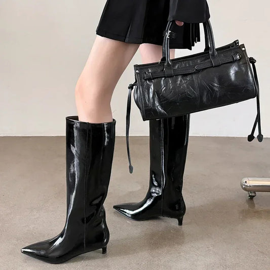 Wide Calf Long High Heeled Boots