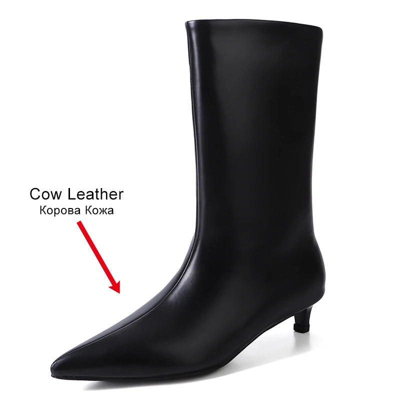 Wide Calf Knee Boots for Women Genuine Leather