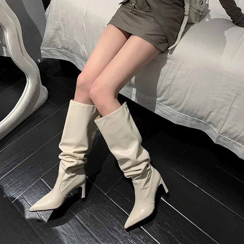 Knee Boots for Women Real Leather Wide Calf Long Boot