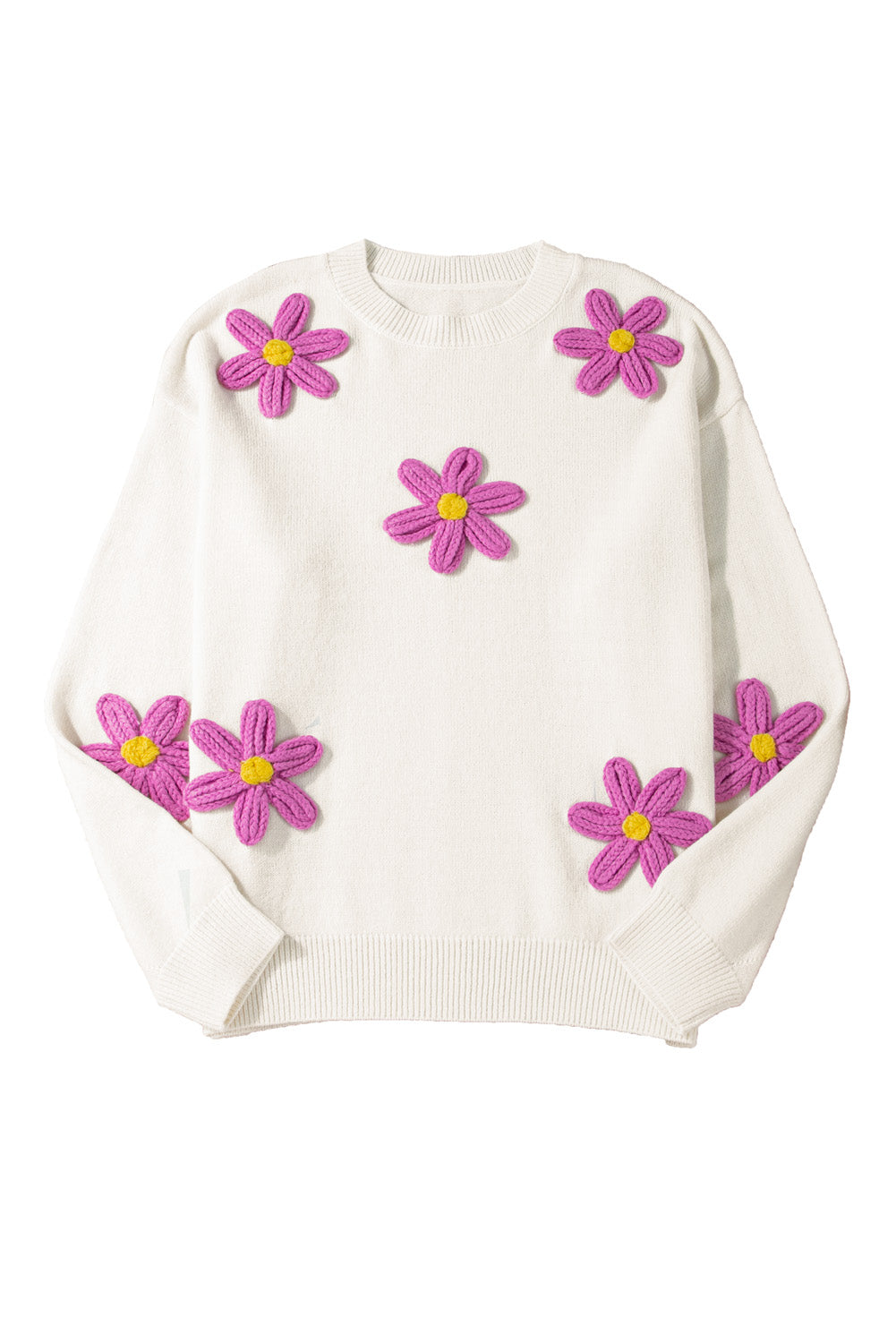 60's Flower Drop Shoulder Knit Sweater