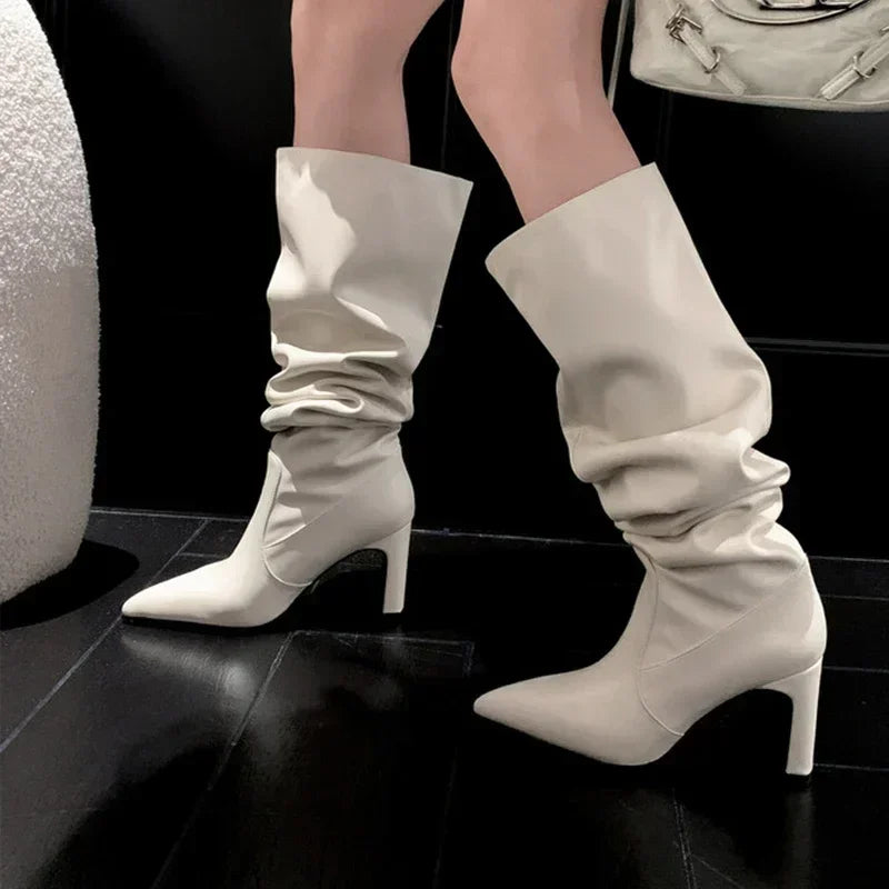 Knee Boots for Women Real Leather Wide Calf Long Boot