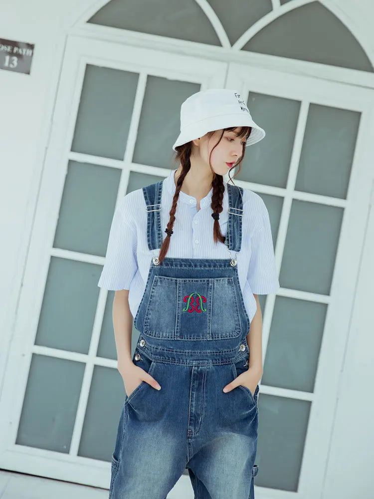 Casual Denim Bib Pants Spaghetti Strap Trousers