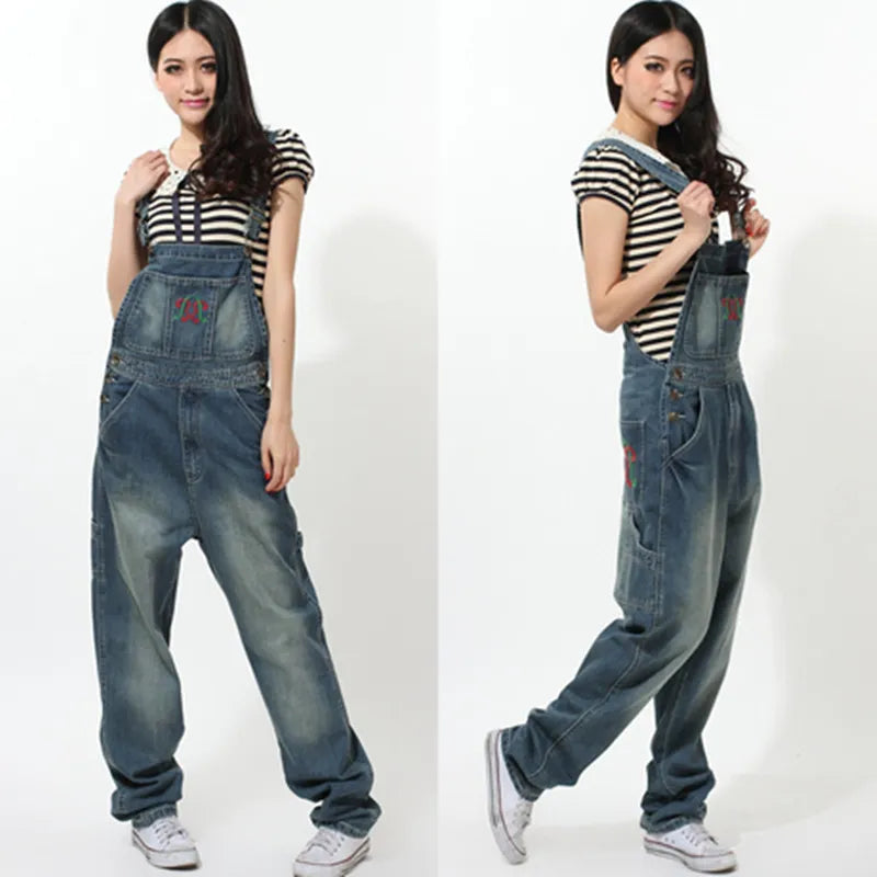 Casual Denim Bib Pants Spaghetti Strap Trousers