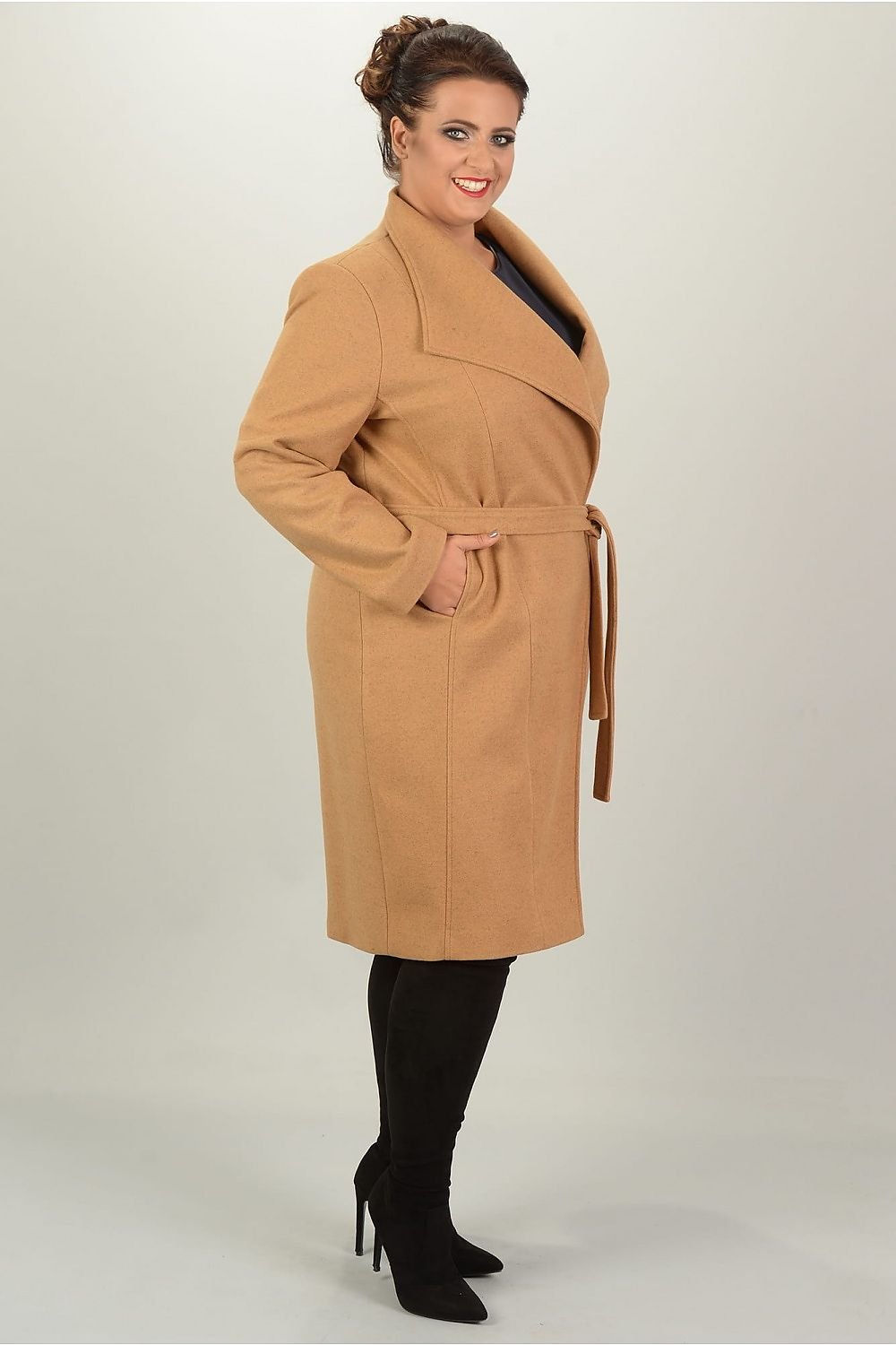 Clara Caramel Tie Belt Coat