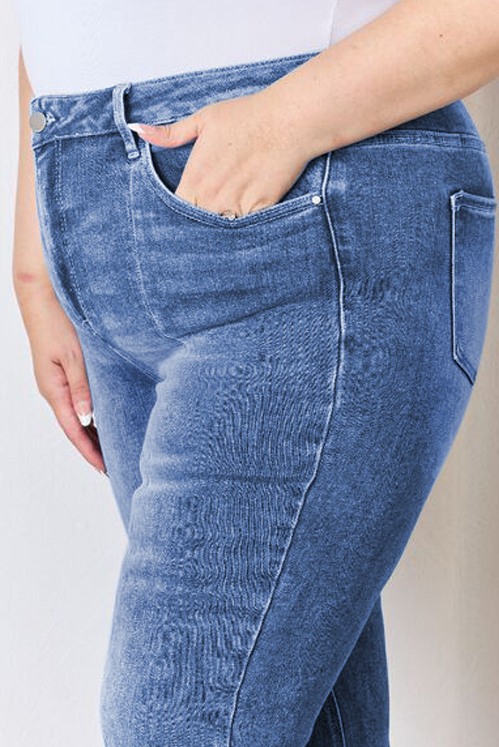 Blue Exposed Seam High Waist Flare Jeans