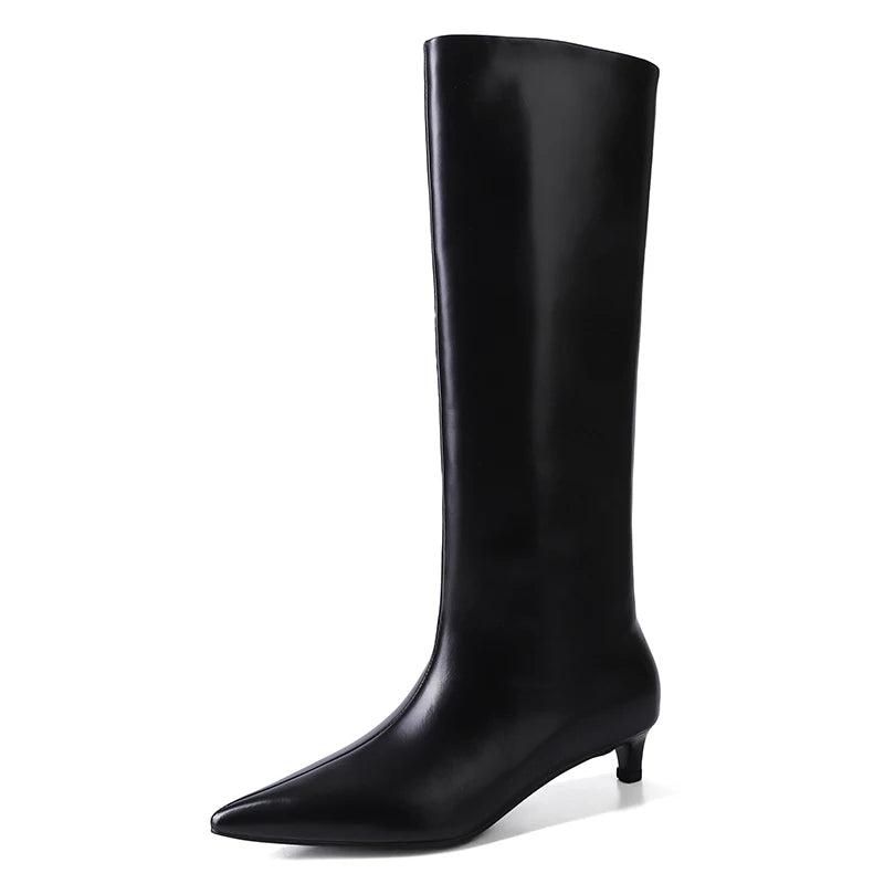 Wide Calf Knee Boots for Women Genuine Leather