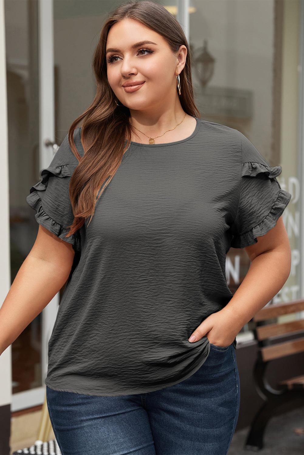 Paulina Ruffled Short Sleeve Top