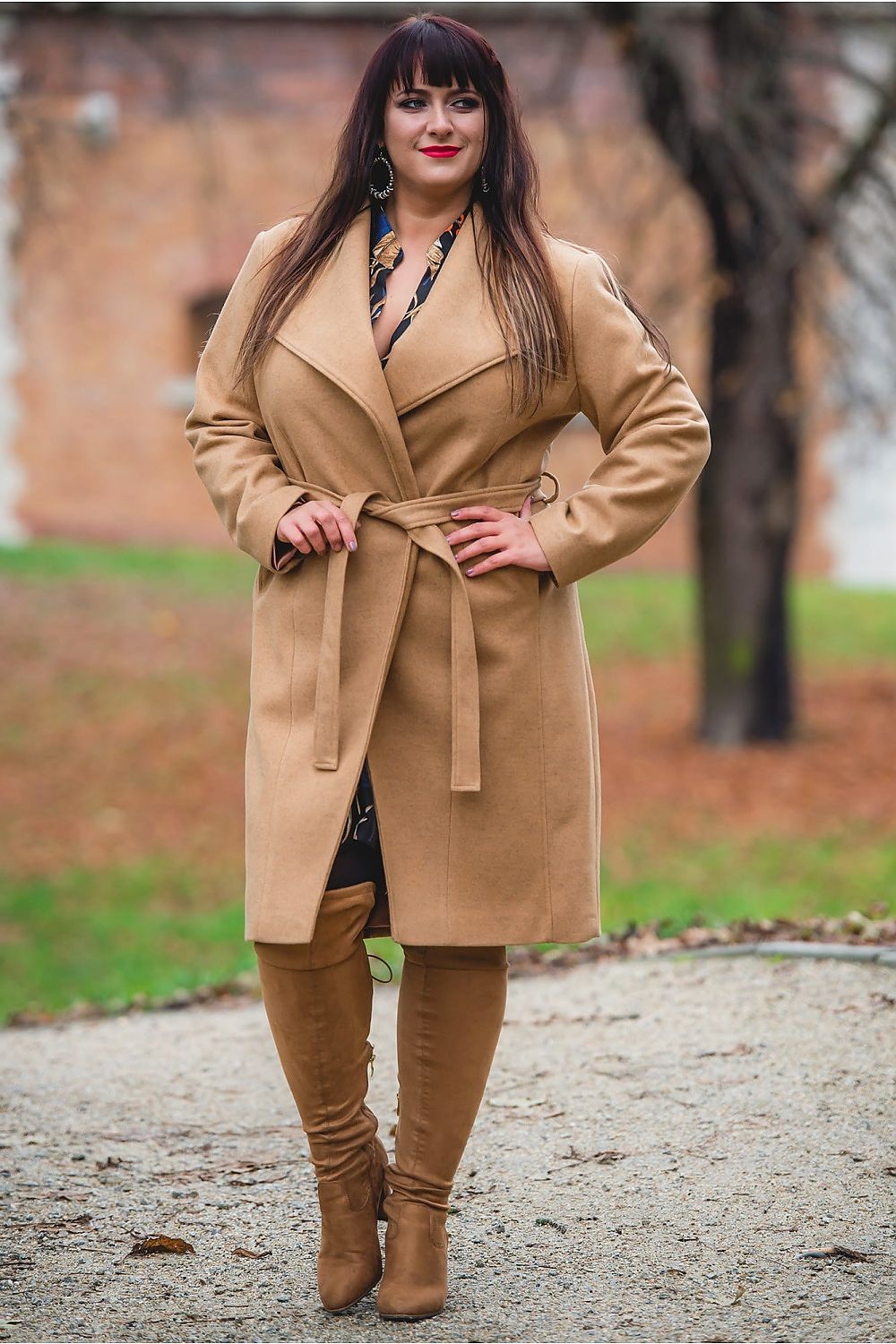 Clara Caramel Tie Belt Coat