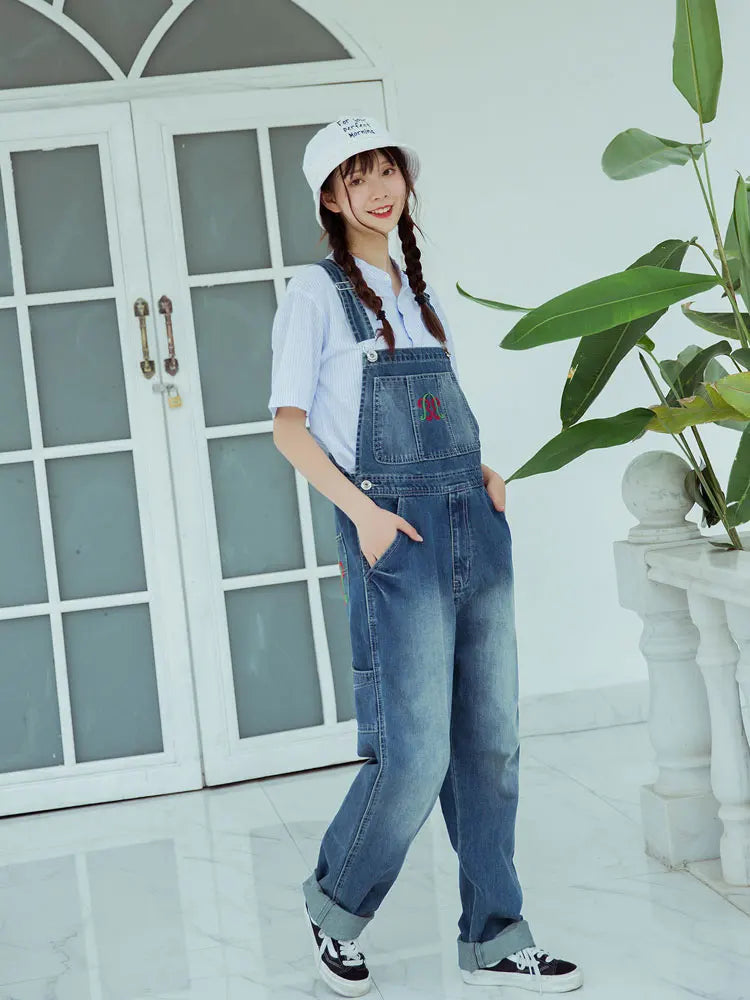 Casual Denim Bib Pants Spaghetti Strap Trousers