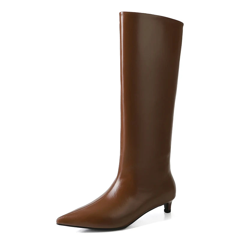 Wide Calf Knee Boots for Women Genuine Leather