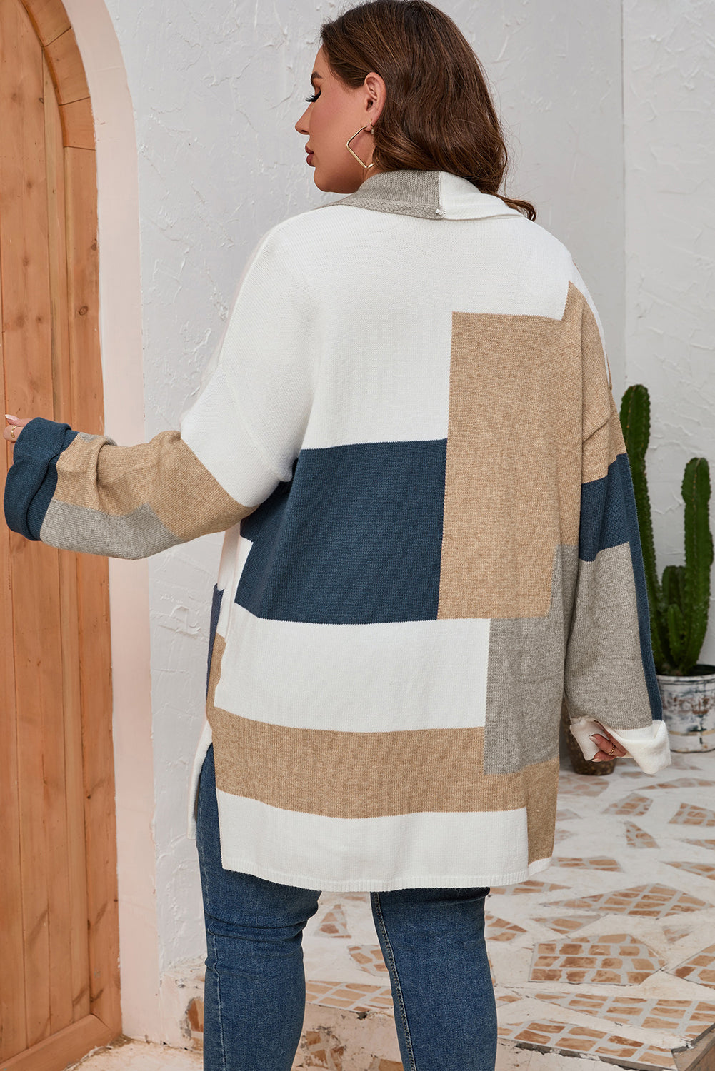 Multicolor Colorblock Knit Cardigan