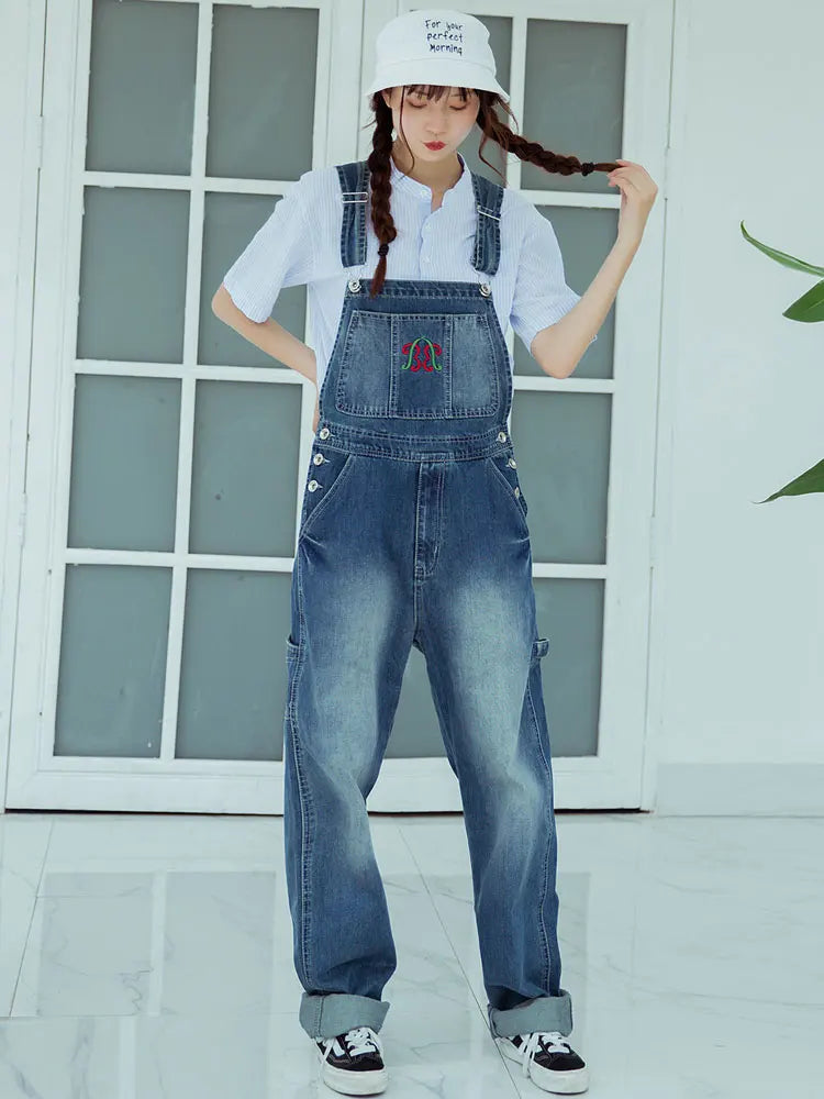 Casual Denim Bib Pants Spaghetti Strap Trousers