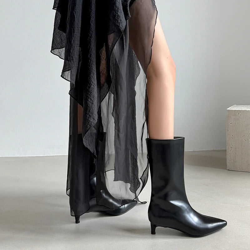 Wide Calf Knee Boots for Women Genuine Leather