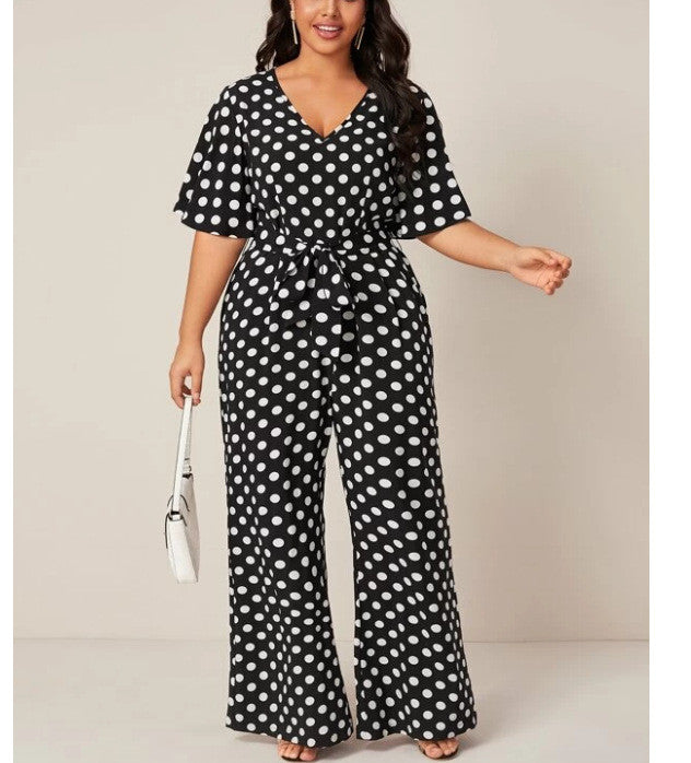 Elegant White Dot Jumpsuit