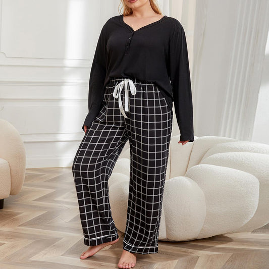 V-Neck Long Sleeved Pajamas