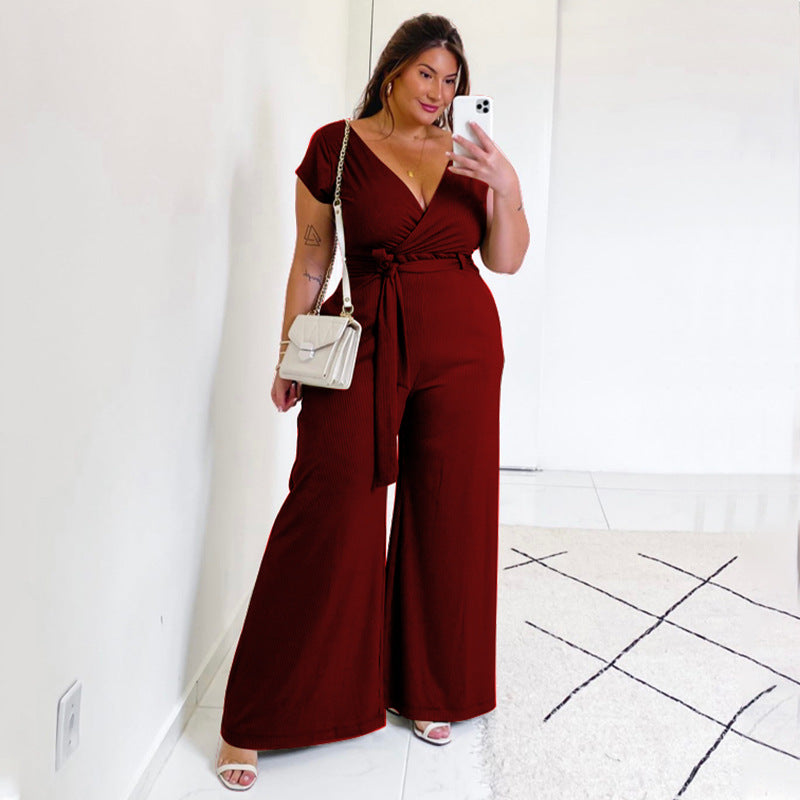 Casual Solid Color Wide Leg Jumpsuit