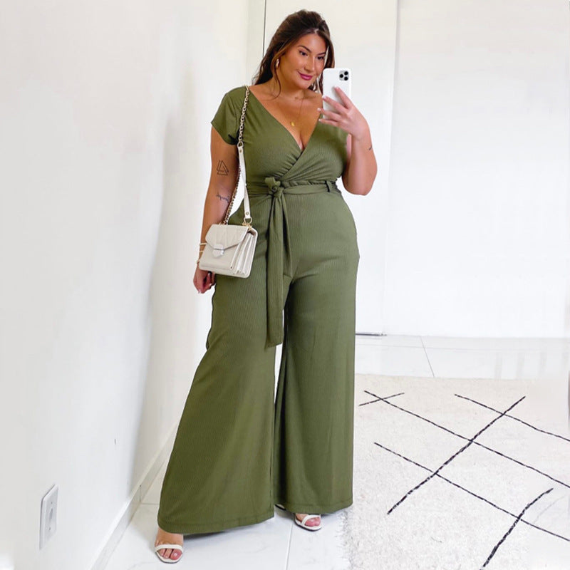 Casual Solid Color Wide Leg Jumpsuit