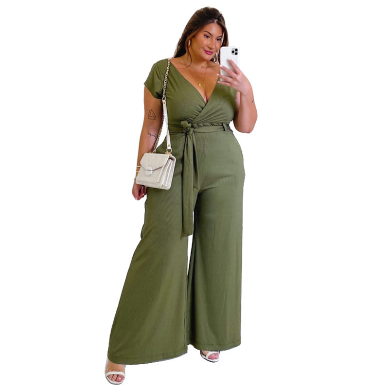 Casual Solid Color Wide Leg Jumpsuit