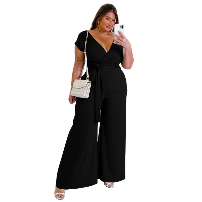 Casual Solid Color Wide Leg Jumpsuit