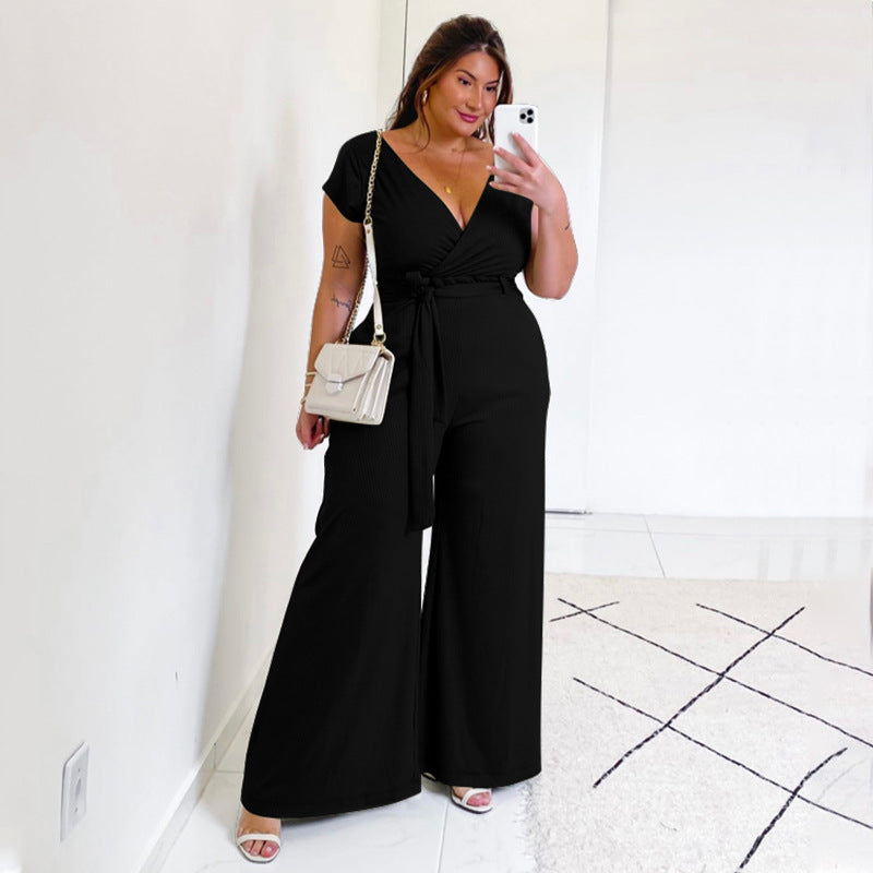 Casual Solid Color Wide Leg Jumpsuit