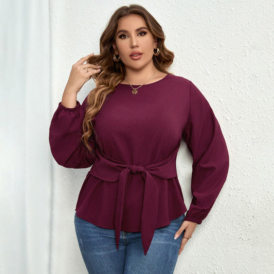 Purple Long Sleeve Lace Up Top