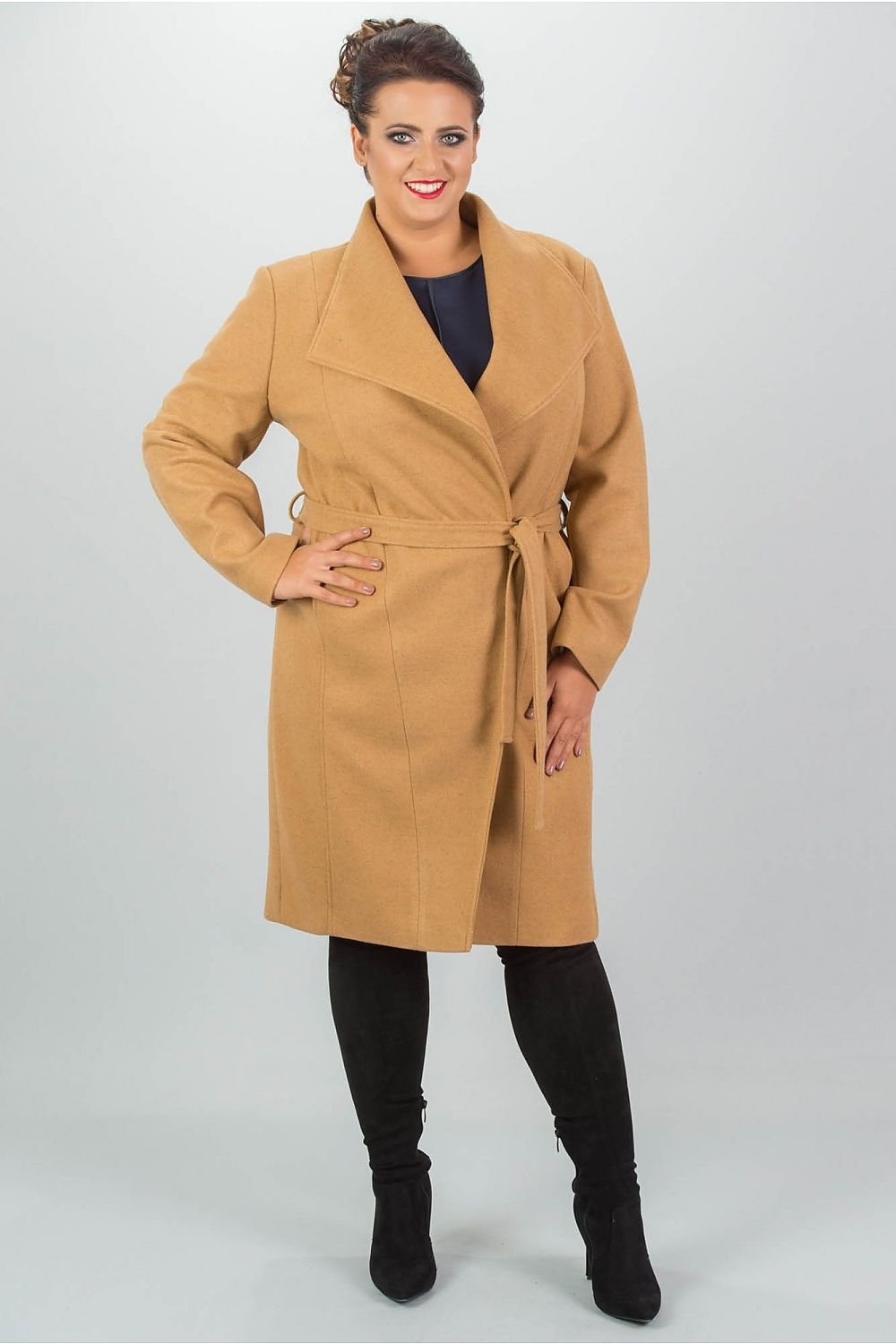 Clara Caramel Tie Belt Coat