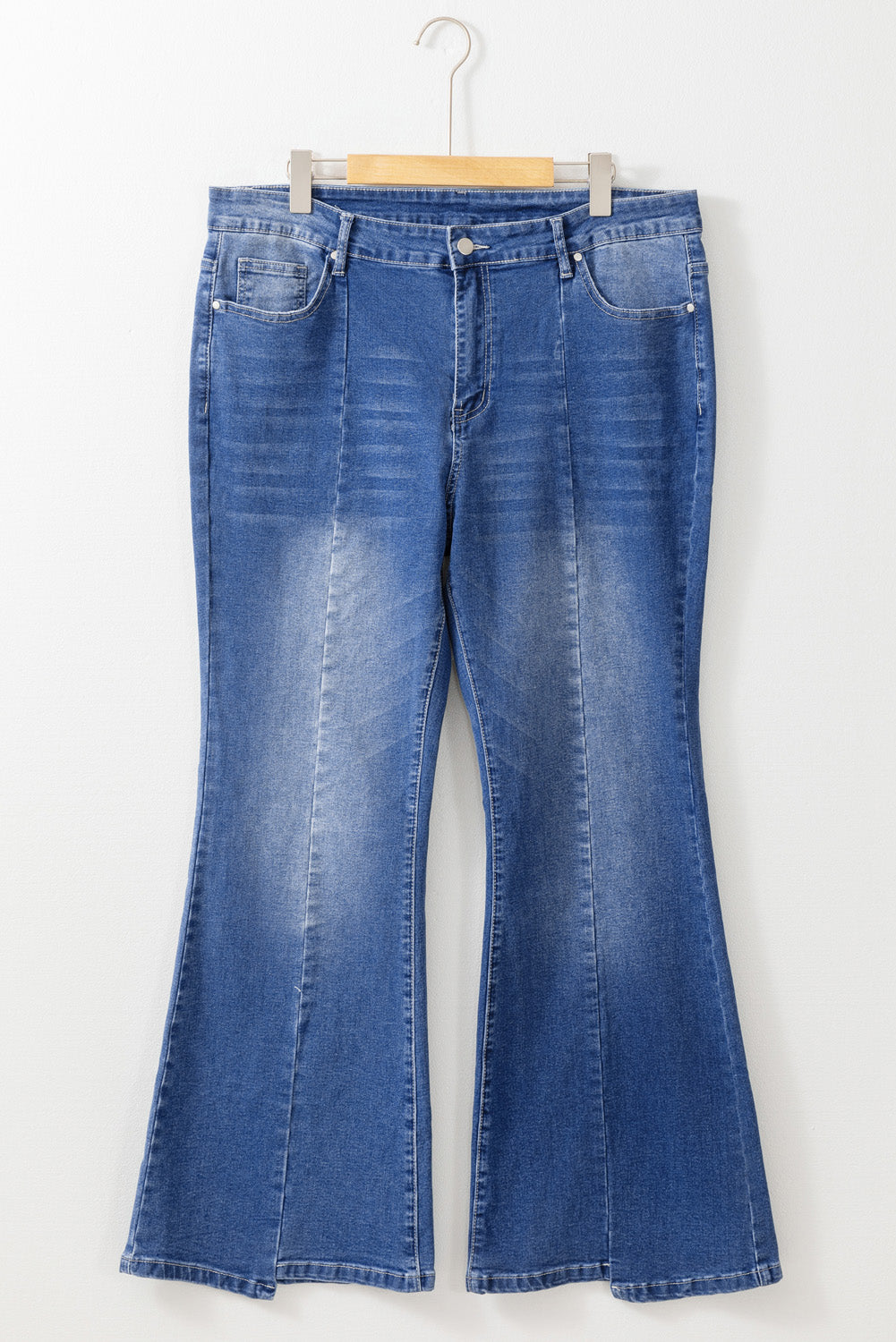 Blue Exposed Seam High Waist Flare Jeans