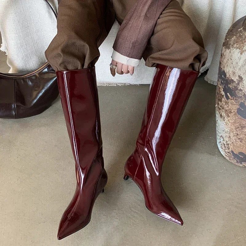 Wide Calf Long High Heeled Boots