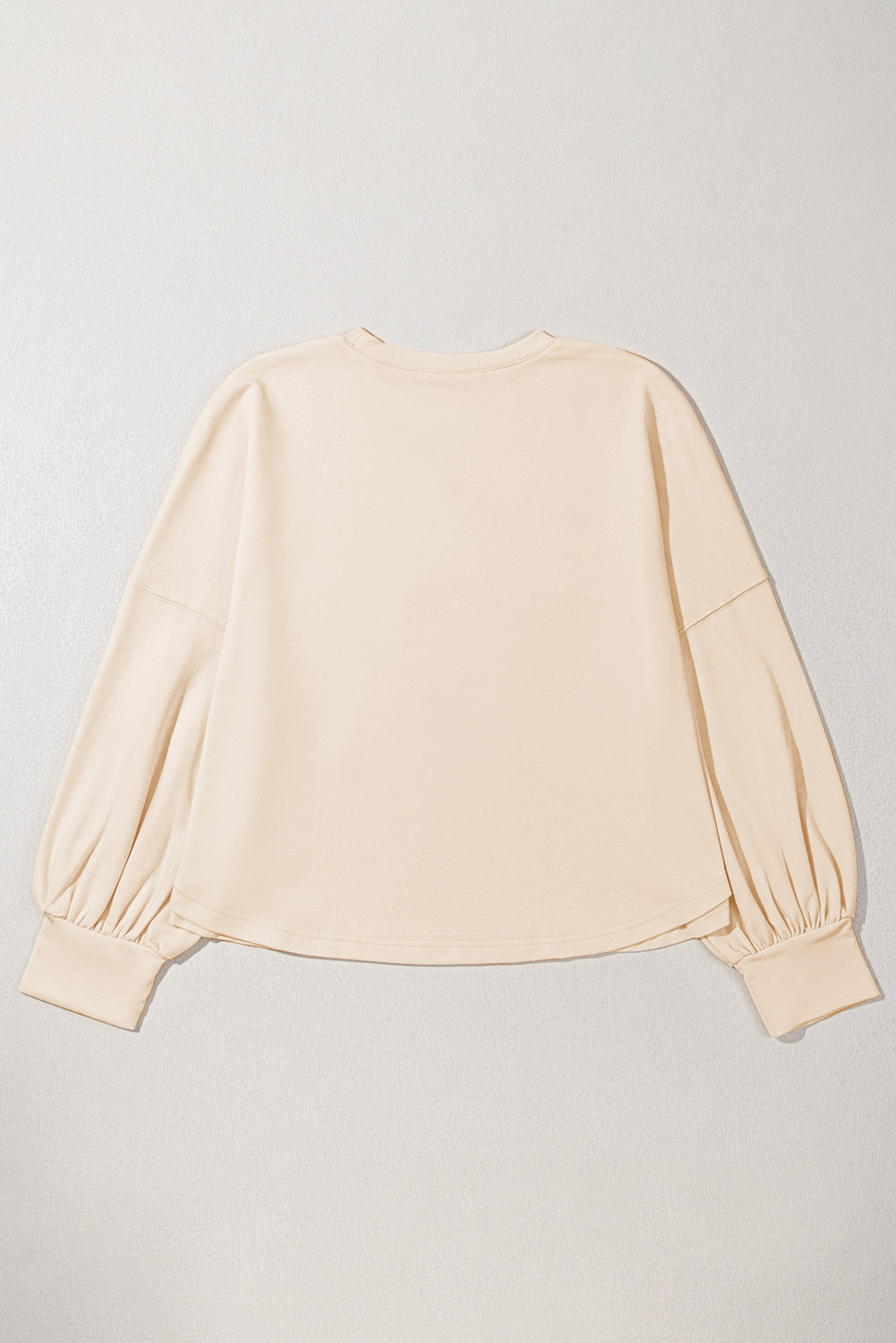 Beige Star Pattern Studded Crew Neck Top