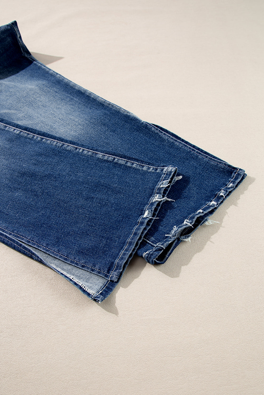 Dirty Blue Distressed Hem Flared Jeans