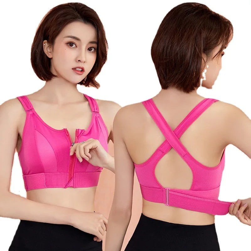 Front Zipper Yoga Crop Top Bra