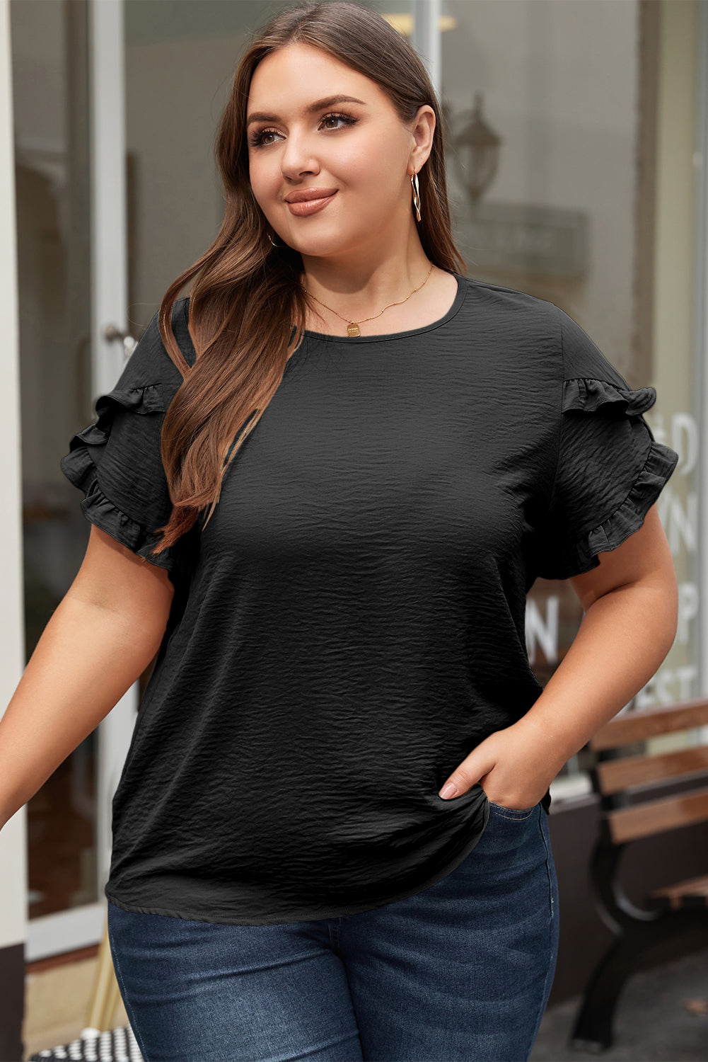 Paulina Ruffled Short Sleeve Top