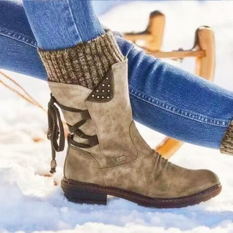 Woolen Women's Thick-Heeled Snow Boots