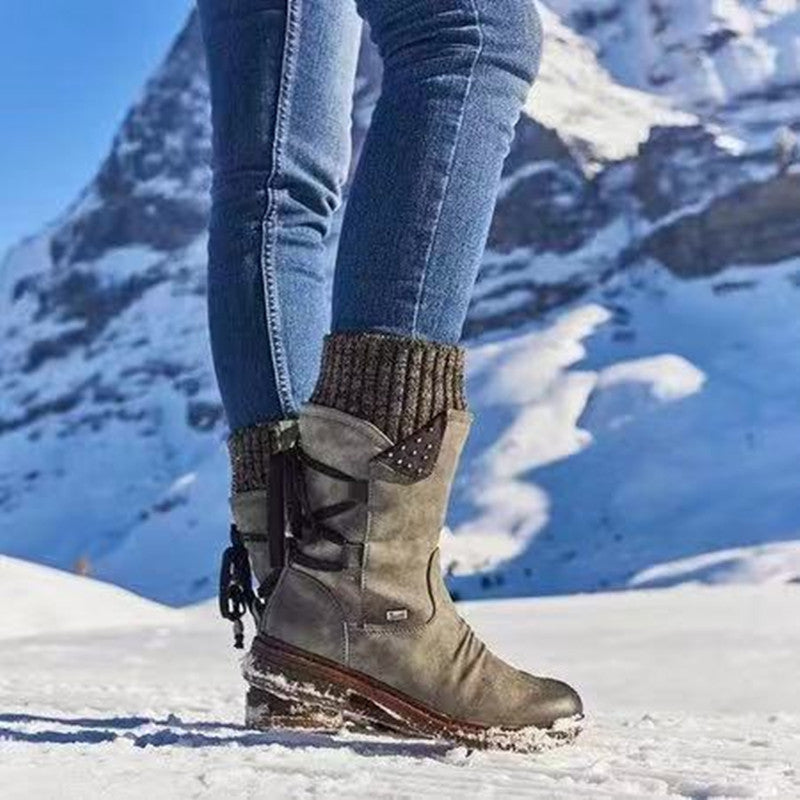 Woolen Women's Thick-Heeled Snow Boots