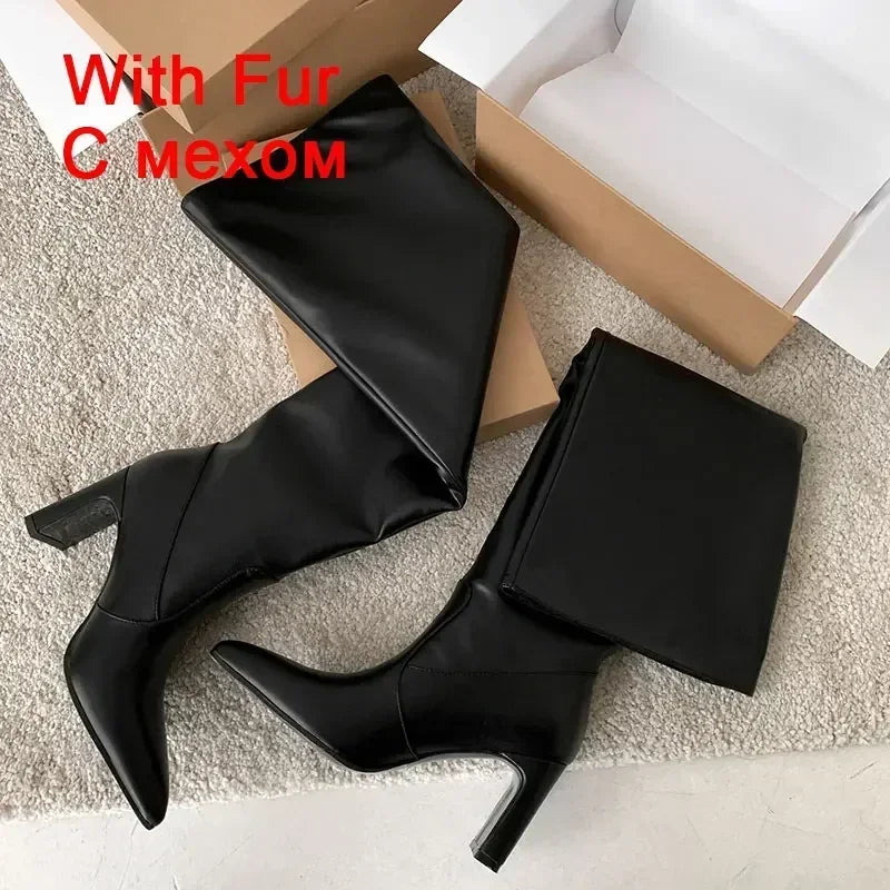 Knee Boots for Women Real Leather Wide Calf Long Boot