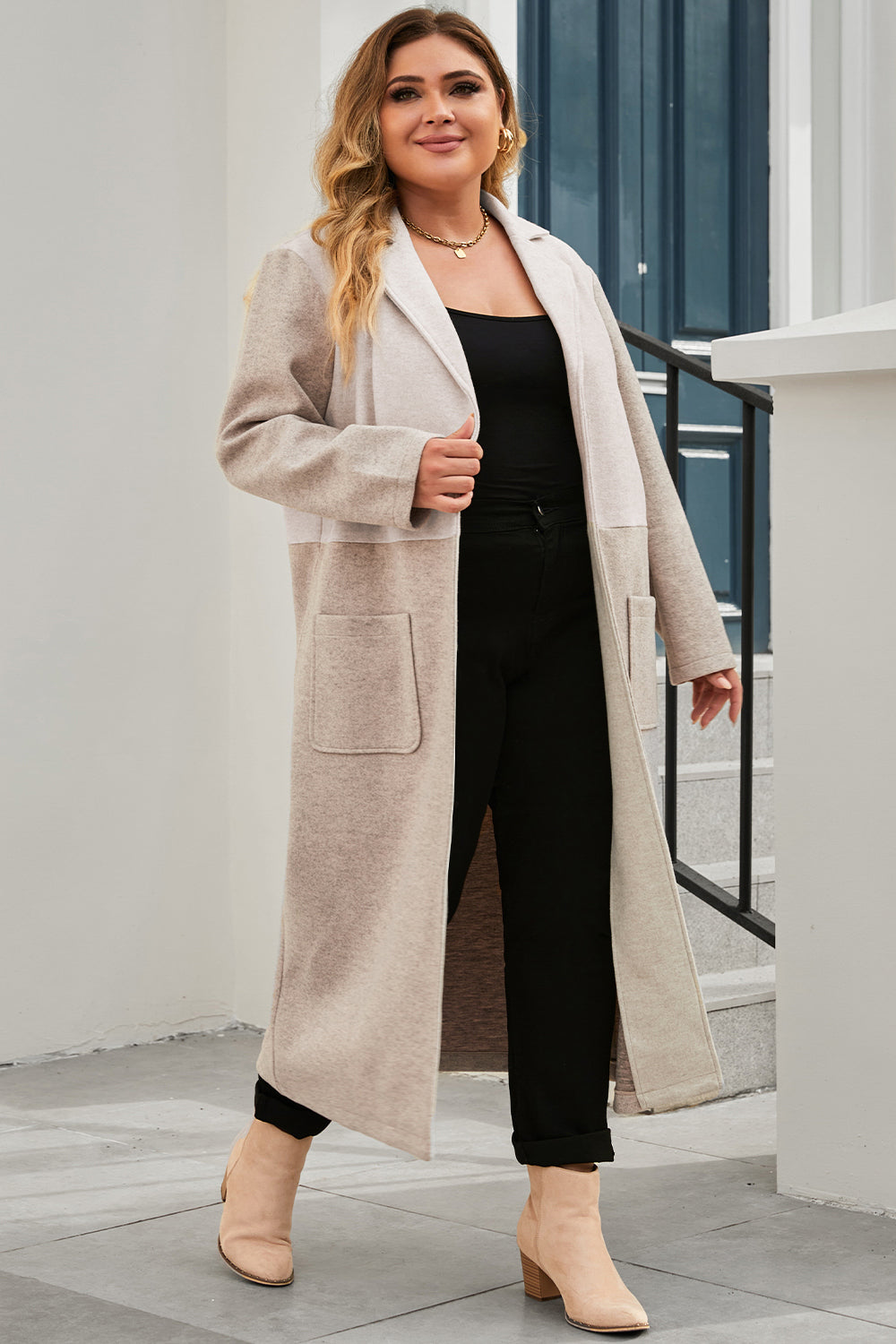 Collared Neck Buttoned Longline Coat