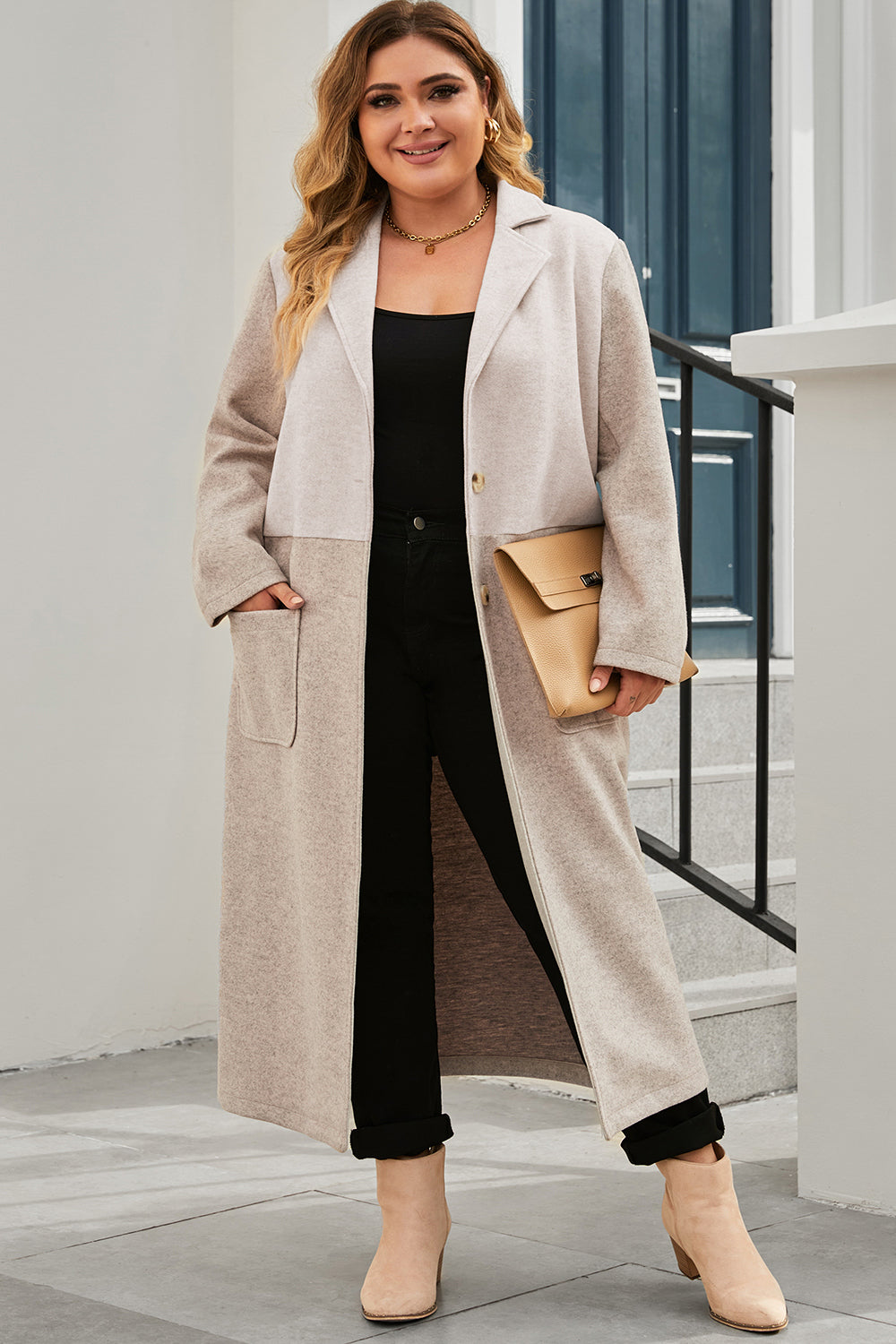 Collared Neck Buttoned Longline Coat