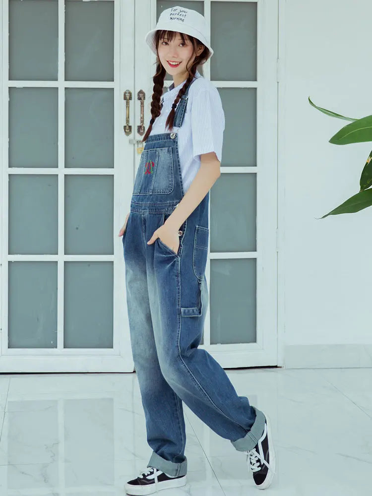 Casual Denim Bib Pants Spaghetti Strap Trousers